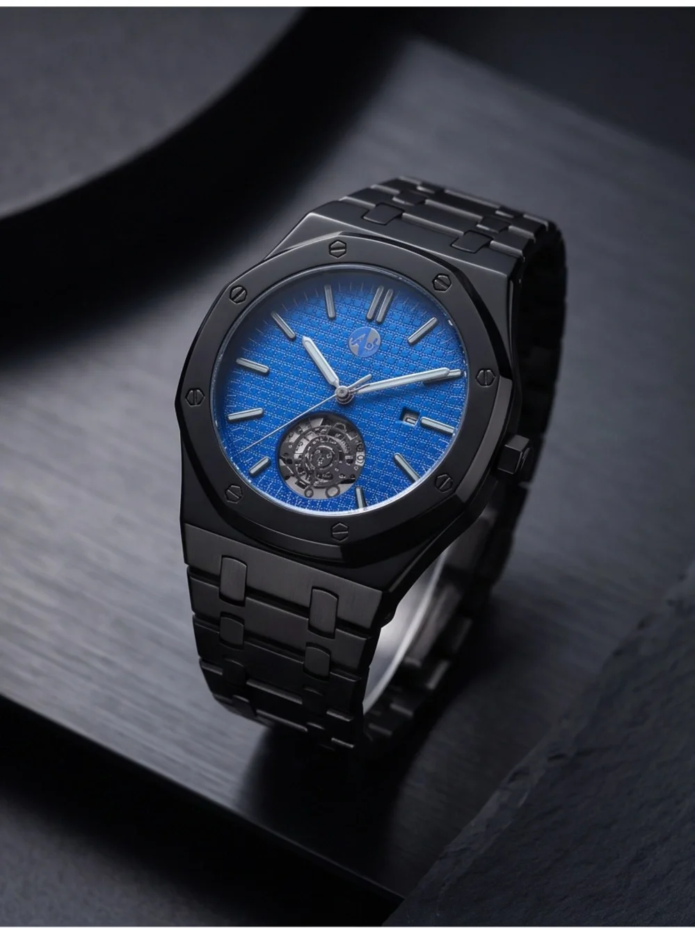 Blue Dial Mechanical Watch - luminous hands
